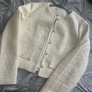 Elegant Cream Women's Tweed Jacket